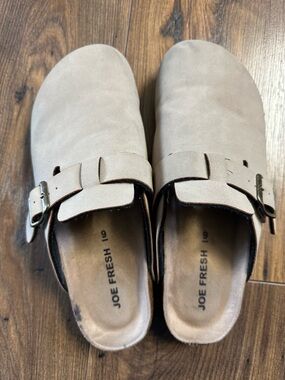 Joe Fresh Taupe Slip-On Buckle Clogs (mules) SIZE 9